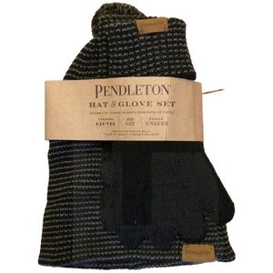 Pendleton Hat & Glove Set Tech Text Fingers Gray & White One Size NWT Beanie